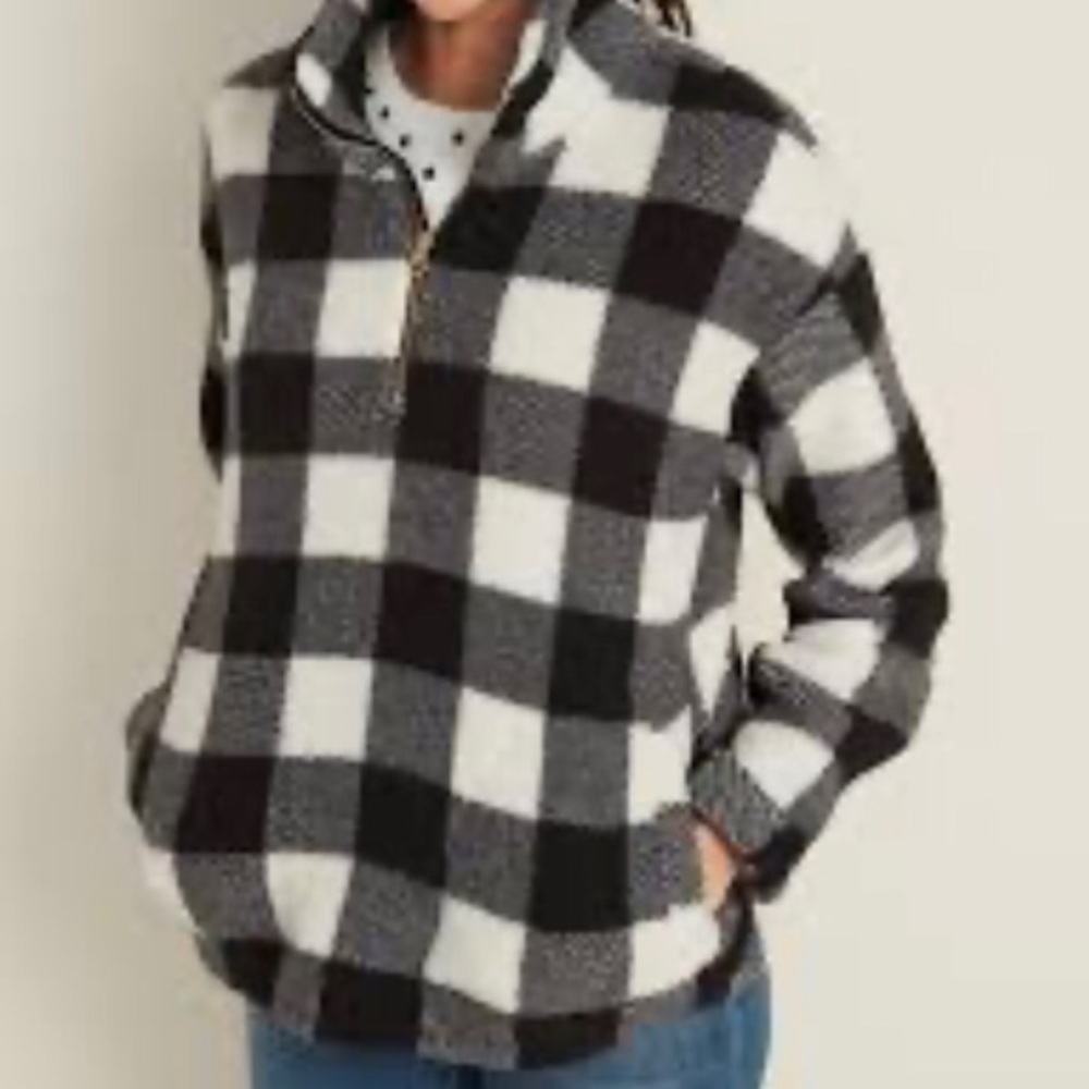 COPY - Old Navy 3/4 Zip Sherpa Buffalo Plaid